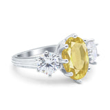 Oval Art Deco Engagement Ring Simulated Cubic Zirconia 925 Sterling Silver