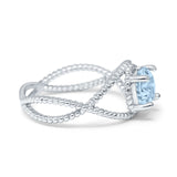 Braided Cable Split Engagement Ring Simulated Cubic Zirconia 925 Sterling Silver