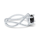 Braided Cable Split Engagement Ring Simulated Cubic Zirconia 925 Sterling Silver