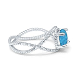 Braided Cable Split Engagement Ring Simulated Cubic Zirconia 925 Sterling Silver