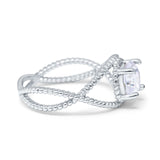 Braided Cable Split Engagement Ring Simulated Cubic Zirconia 925 Sterling Silver