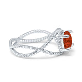 Braided Cable Split Engagement Ring Simulated Cubic Zirconia 925 Sterling Silver