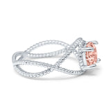 Braided Cable Split Engagement Ring Simulated Cubic Zirconia 925 Sterling Silver