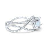 Braided Cable Split Engagement Ring Simulated Cubic Zirconia 925 Sterling Silver