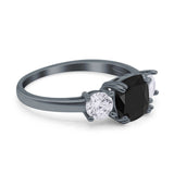Cushion Three Stone Engagement Ring Simulated Cubic Zirconia 925 Sterling Silver