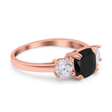 Cushion Three Stone Engagement Ring Simulated Cubic Zirconia 925 Sterling Silver