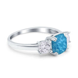 Cushion Three Stone Engagement Ring Simulated Cubic Zirconia 925 Sterling Silver