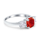 Cushion Three Stone Engagement Ring Simulated Cubic Zirconia 925 Sterling Silver
