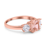 Cushion Three Stone Engagement Ring Simulated Cubic Zirconia 925 Sterling Silver