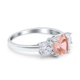 Cushion Three Stone Engagement Ring Simulated Cubic Zirconia 925 Sterling Silver