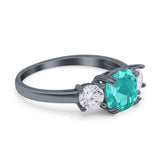 Cushion Three Stone Engagement Ring Simulated Cubic Zirconia 925 Sterling Silver