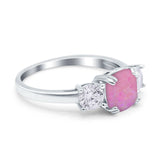 Cushion Three Stone Engagement Ring Simulated Cubic Zirconia 925 Sterling Silver