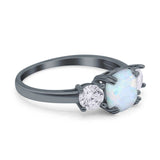 Cushion Three Stone Engagement Ring Simulated Cubic Zirconia 925 Sterling Silver