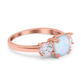 Cushion Three Stone Engagement Ring Simulated Cubic Zirconia 925 Sterling Silver