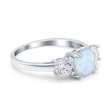 Cushion Three Stone Engagement Ring Simulated Cubic Zirconia 925 Sterling Silver