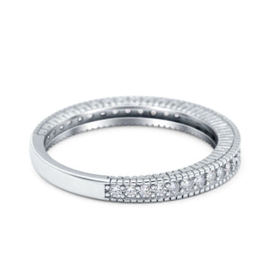 Half Eternity Band Bridal Stacking Engagement Ring Simulated CZ 925 Sterling Silver