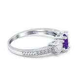 Three Stone Oval Engagement Ring Simulated Cubic Zirconia 925 Sterling Silver