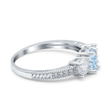 Three Stone Oval Engagement Ring Simulated Cubic Zirconia 925 Sterling Silver