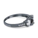 Three Stone Oval Engagement Ring Simulated Cubic Zirconia 925 Sterling Silver