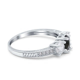 Three Stone Oval Engagement Ring Simulated Cubic Zirconia 925 Sterling Silver