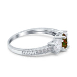 Three Stone Oval Engagement Ring Simulated Cubic Zirconia 925 Sterling Silver