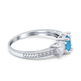 Three Stone Oval Engagement Ring Simulated Cubic Zirconia 925 Sterling Silver