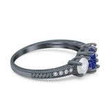 Three Stone Oval Engagement Ring Simulated Cubic Zirconia 925 Sterling Silver