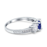 Three Stone Oval Engagement Ring Simulated Cubic Zirconia 925 Sterling Silver
