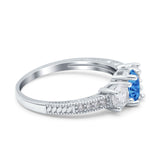 Three Stone Oval Engagement Ring Simulated Cubic Zirconia 925 Sterling Silver