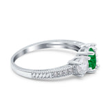 Three Stone Oval Engagement Ring Simulated Cubic Zirconia 925 Sterling Silver
