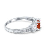 Three Stone Oval Engagement Ring Simulated Cubic Zirconia 925 Sterling Silver