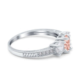 Three Stone Oval Engagement Ring Simulated Cubic Zirconia 925 Sterling Silver