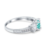 Three Stone Oval Engagement Ring Simulated Cubic Zirconia 925 Sterling Silver