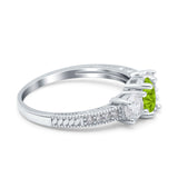 Three Stone Oval Engagement Ring Simulated Cubic Zirconia 925 Sterling Silver