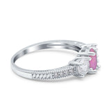 Three Stone Oval Engagement Ring Simulated Cubic Zirconia 925 Sterling Silver
