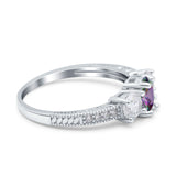 Three Stone Oval Engagement Ring Simulated Cubic Zirconia 925 Sterling Silver
