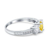 Three Stone Oval Engagement Ring Simulated Cubic Zirconia 925 Sterling Silver