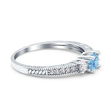 Three Stone Engagement Ring Round Simulated Cubic Zirconia 925 Sterling Silver