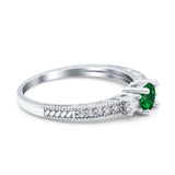 Three Stone Engagement Ring Round Simulated Cubic Zirconia 925 Sterling Silver
