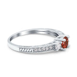 Three Stone Engagement Ring Round Simulated Cubic Zirconia 925 Sterling Silver