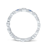 Curved Marquise Art Dec Full Eternity Stackable Band Simulated Blue Sapphire & Cubic Zirconia 925 Sterling Silver