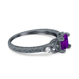 Cushion Celtic Art Deco Engagement Ring Simulated Cubic Zirconia 925 Sterling Silver