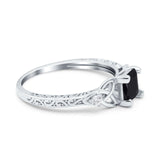 Cushion Celtic Art Deco Engagement Ring Simulated Cubic Zirconia 925 Sterling Silver
