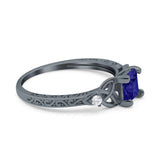 Cushion Celtic Art Deco Engagement Ring Simulated Cubic Zirconia 925 Sterling Silver