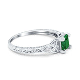 Cushion Celtic Art Deco Engagement Ring Simulated Cubic Zirconia 925 Sterling Silver