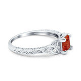 Cushion Celtic Art Deco Engagement Ring Simulated Cubic Zirconia 925 Sterling Silver