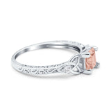 Cushion Celtic Art Deco Engagement Ring Simulated Cubic Zirconia 925 Sterling Silver