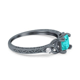 Cushion Celtic Art Deco Engagement Ring Simulated Cubic Zirconia 925 Sterling Silver