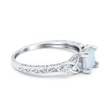 Cushion Celtic Art Deco Engagement Ring Simulated Cubic Zirconia 925 Sterling Silver