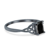 Engagement Ring Emerald Cut Simulated Cubic Zirconia Solid 925 Sterling Silver